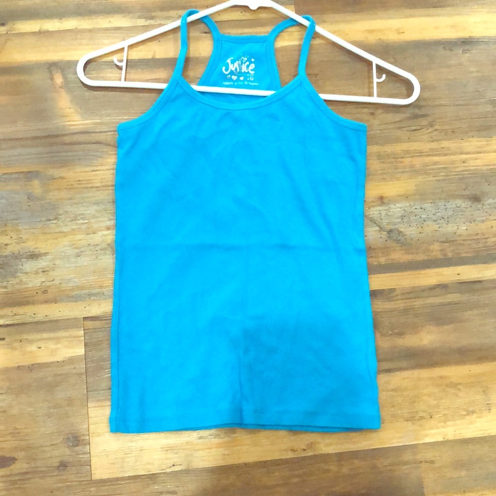 A blue justice tank top